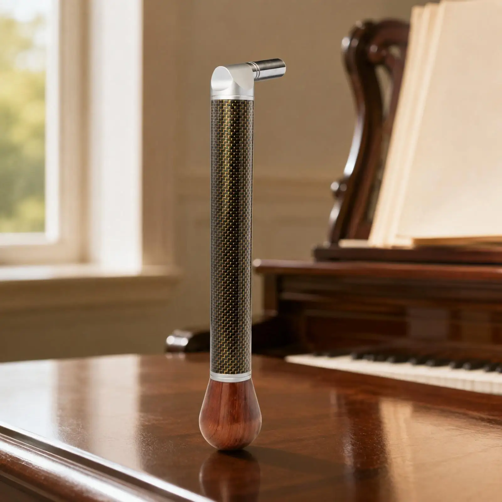 Lightweight Piano Tuning Tool with Carbon Fiber Shaft Angled Metal Head