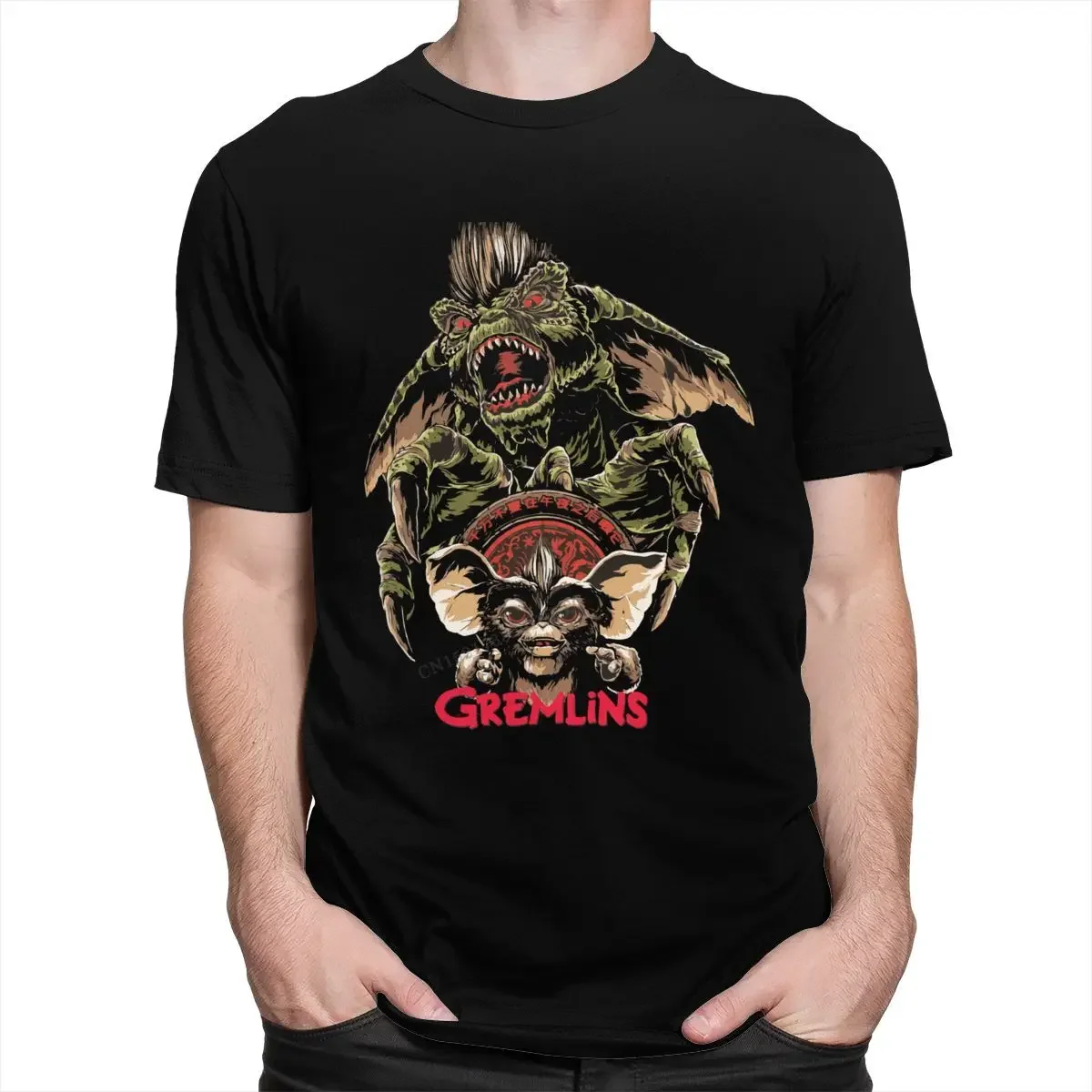 Men Gremlins T Shirts Gizmo Movie Mogwai Monster Print Retro Sci Fi Tees Camisas Hombre T-Shirts Cotton Tops Camisas