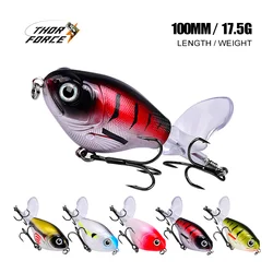 Topwater-señuelo de pesca Popper, cebo duro de plástico, Swimbait giratorio, cola suave, Lucio, aparejos de pesca artificiales Whopper Plopper