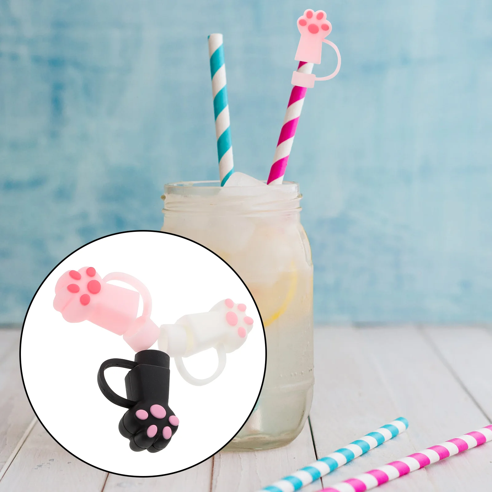 

3 Pcs Premium Silicone Covers Reusable Design Protectors Bar Accessories Straw Dust Plugs Drink Straw Caps Lightweight