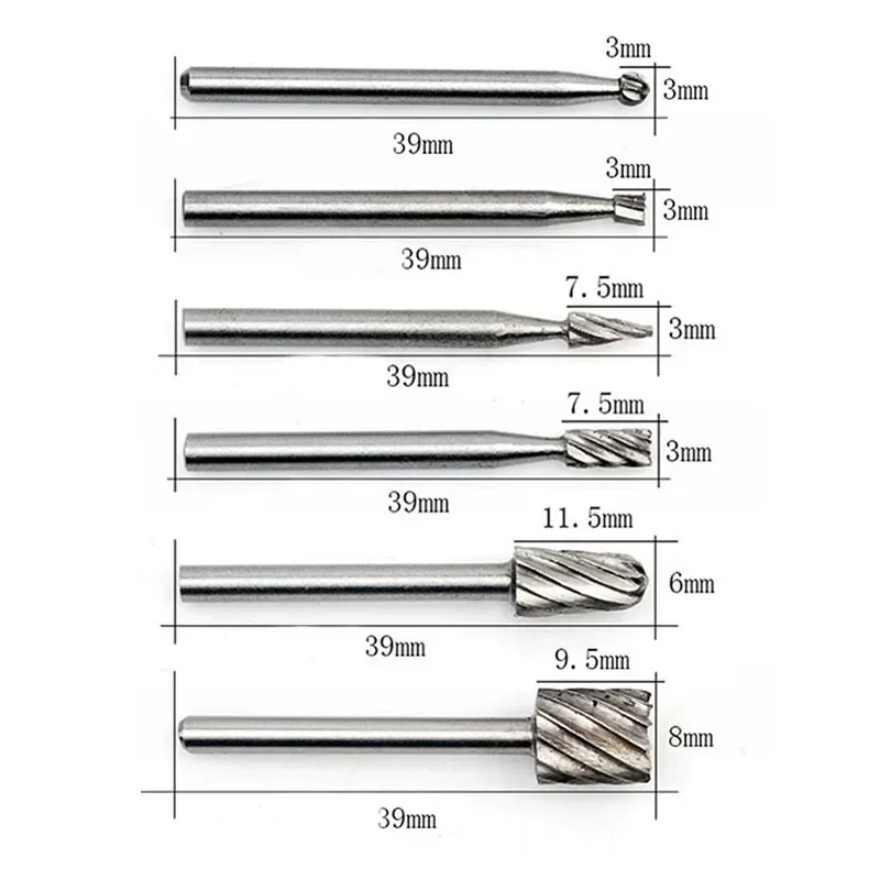 Imagem -02 - Conjunto de Ferramentas Rotativas Dremel Mini Broca Roteador Hss Bocados de Moagem Fresas para Madeira Metal Escultura Ferramentas de Fresagem Peças