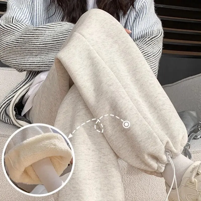 Pantalon de Sport ample de Style américain pour femmes, blanc, gris, automne hiver, printemps, pantalon de survêtement décontracté, pantalon à jambes larges coniques