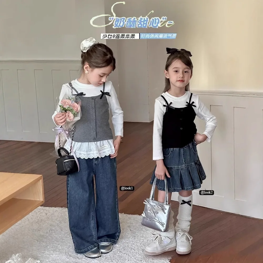 

Осенний топ с длинными рукавами для девочек Bear Leader от 2 до 7 лет, двухсекционная футболка с круглым вырезом, детская хлопковая мягкая повседневная футболка, детская рубашка