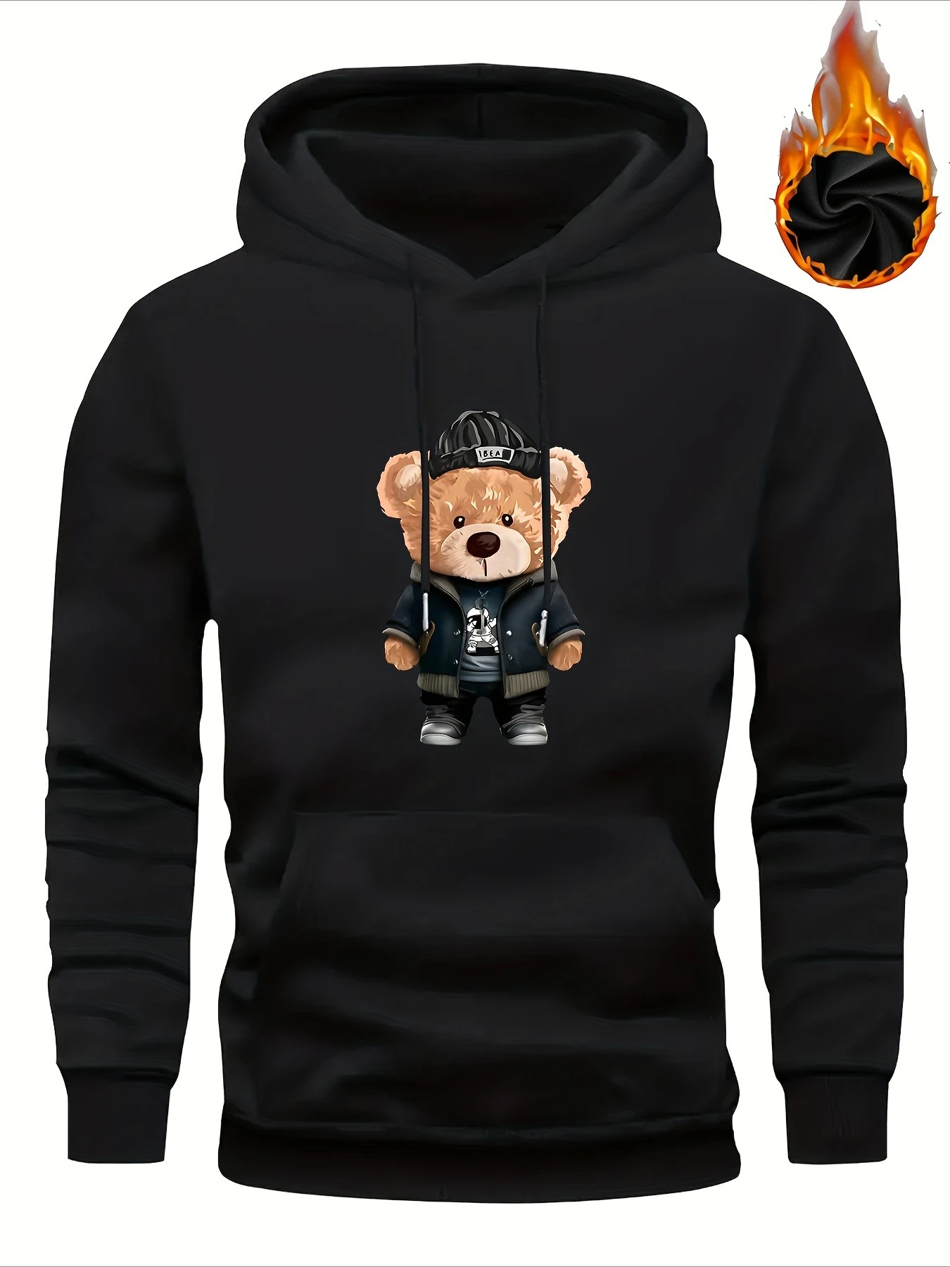 

Мужская сверхпрочная толстовка с принтом плюшевого мишки и воздушного шара, плотная зима, подходящая для пар, можно стирать в машине