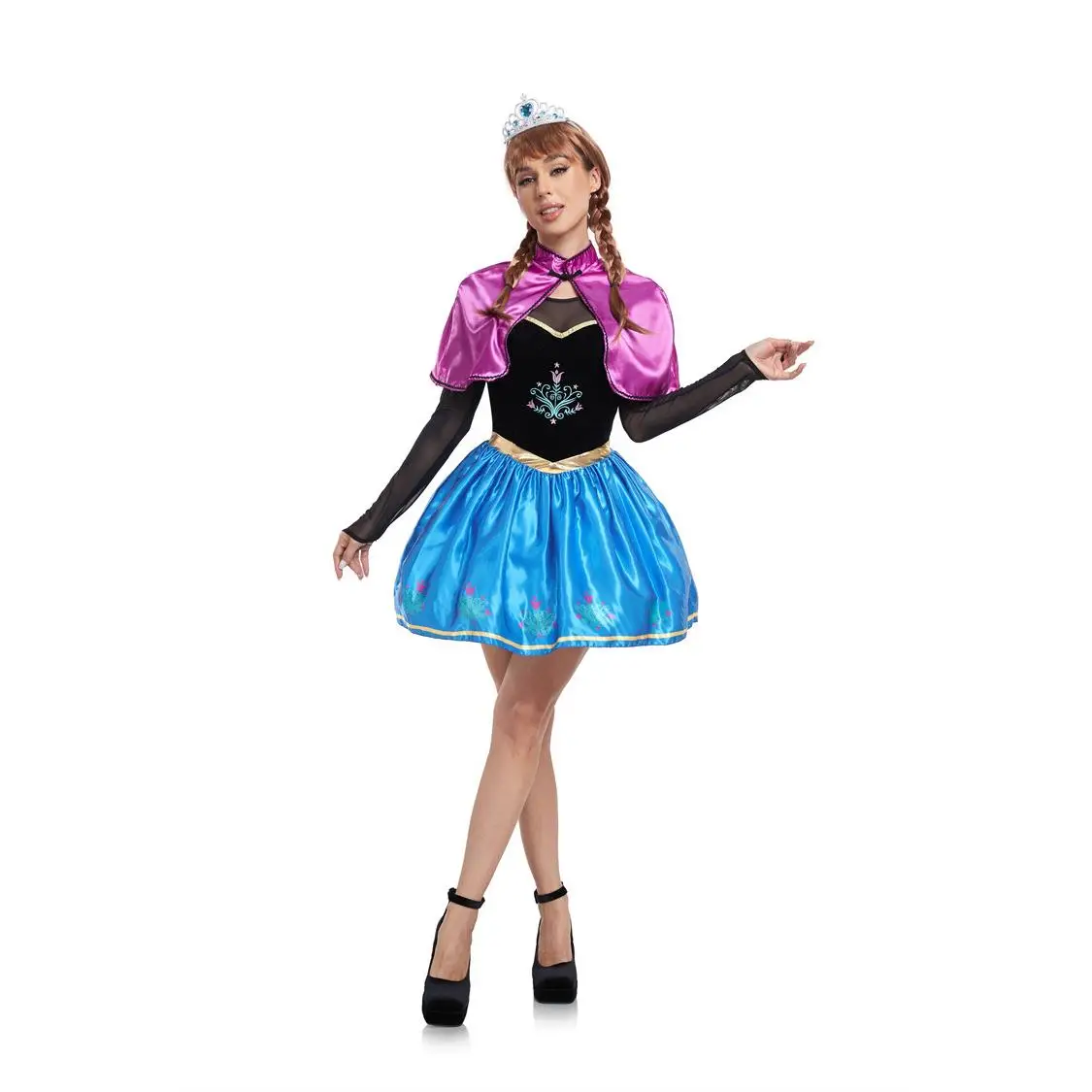 Disfraz de Halloween, Nuevo Disfraz Corto de la Princesa Anna, Ropa de Juego de Roles, Disfraz de la Reina de Hielo Elsa, Traje Tradicional para Mujer