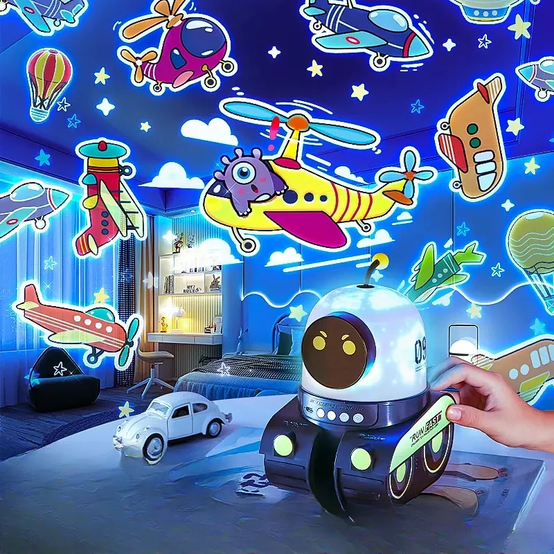 

21 in 1 Robot Projector Fantasy Cartoon Starry Sky Projector Night Light Kids Learning Educational Toys Children Birthday Gifts