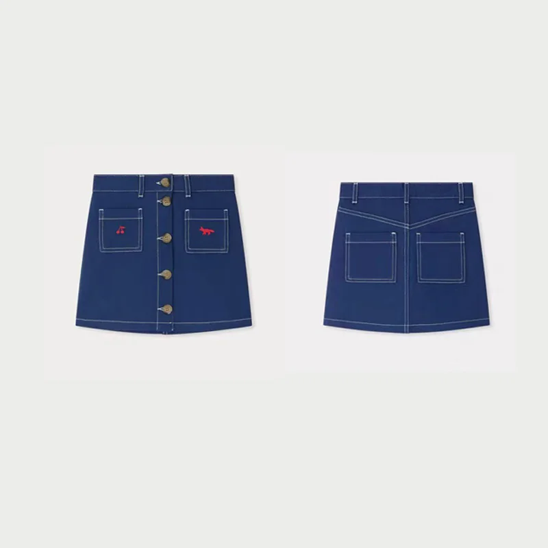 Pre-sale(ship June) 2026 BP Summer Autumn Girls Denim Skirt Clothes for Girls Red Cherry Embroidered Pocket Skirt Kids Clothes
