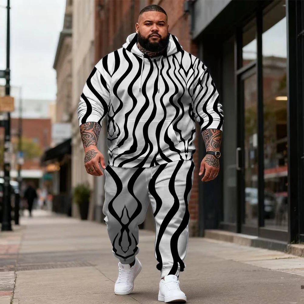 

S-9xl Мужская толстовка больших размеров для больших и высоких людей: клетчатые линии — одежда из двух предметов, дышащий материал, стильный дизайн