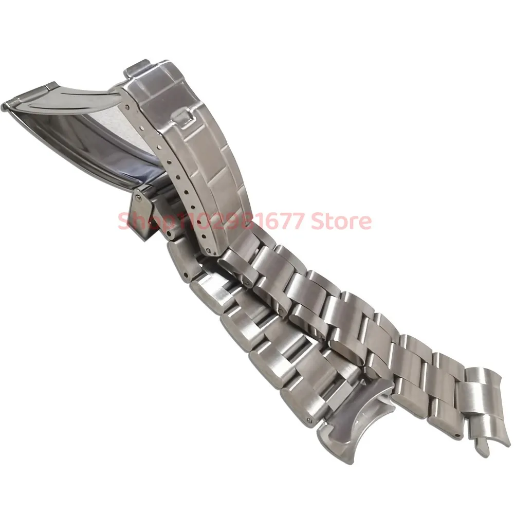 20mm 316L Solid Stainlee Steel Vintage Grid Buckle Oyster Curved End Watch Strap Band Fits for RLX 116719 16570 16610 93150