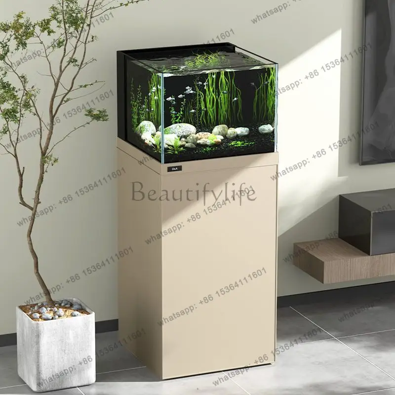 Vertical square tank Small ecological fish tank Self-circulation water-free bottom filter Office landscaping aquarium