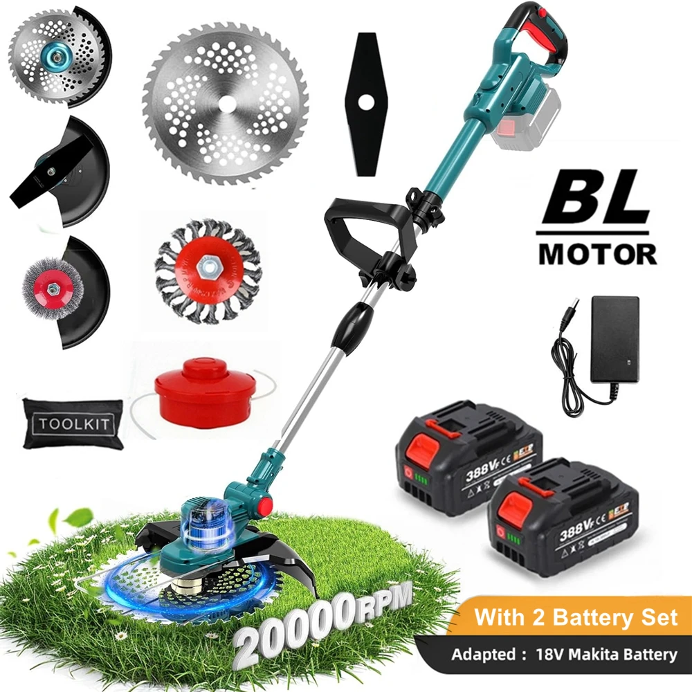 Tagliaerba elettrico con motore brushless per tosaerba a batteria con 2 fili per attrezzi da giardino per potatura telescopica ad angolo regolabile