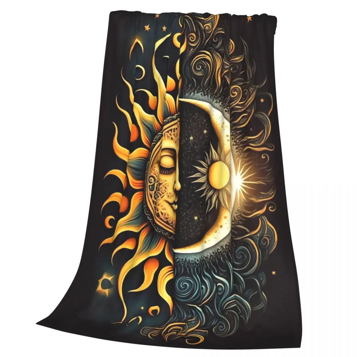 مجردة الشمس والقمر بطانية لينة الصوف الخريف الدافئة الفانيلا رمي البطانيات ل أريكة سيارة الفراش لحاف #4