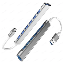 7 Ports USB 3.0 Type C High Speed OTG Adapter Docking Station HUB Expander Splitter For LaptopPC Hard Drive Mouse Keyboard