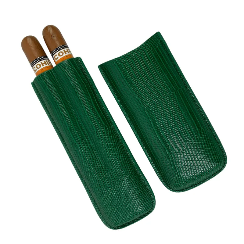 

2 Finger Leather Cigar Case Portable Tube Shaped Cigarrera Holder Smoking Accessories for Outdoor Travel Business