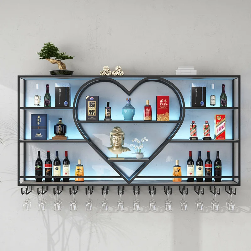 

Black Industrial Wine Cabinet Storage Modern Minimalist Liquor Store Wine Cabinet Restaurant Lattice Vitrina Bedroom Furniture