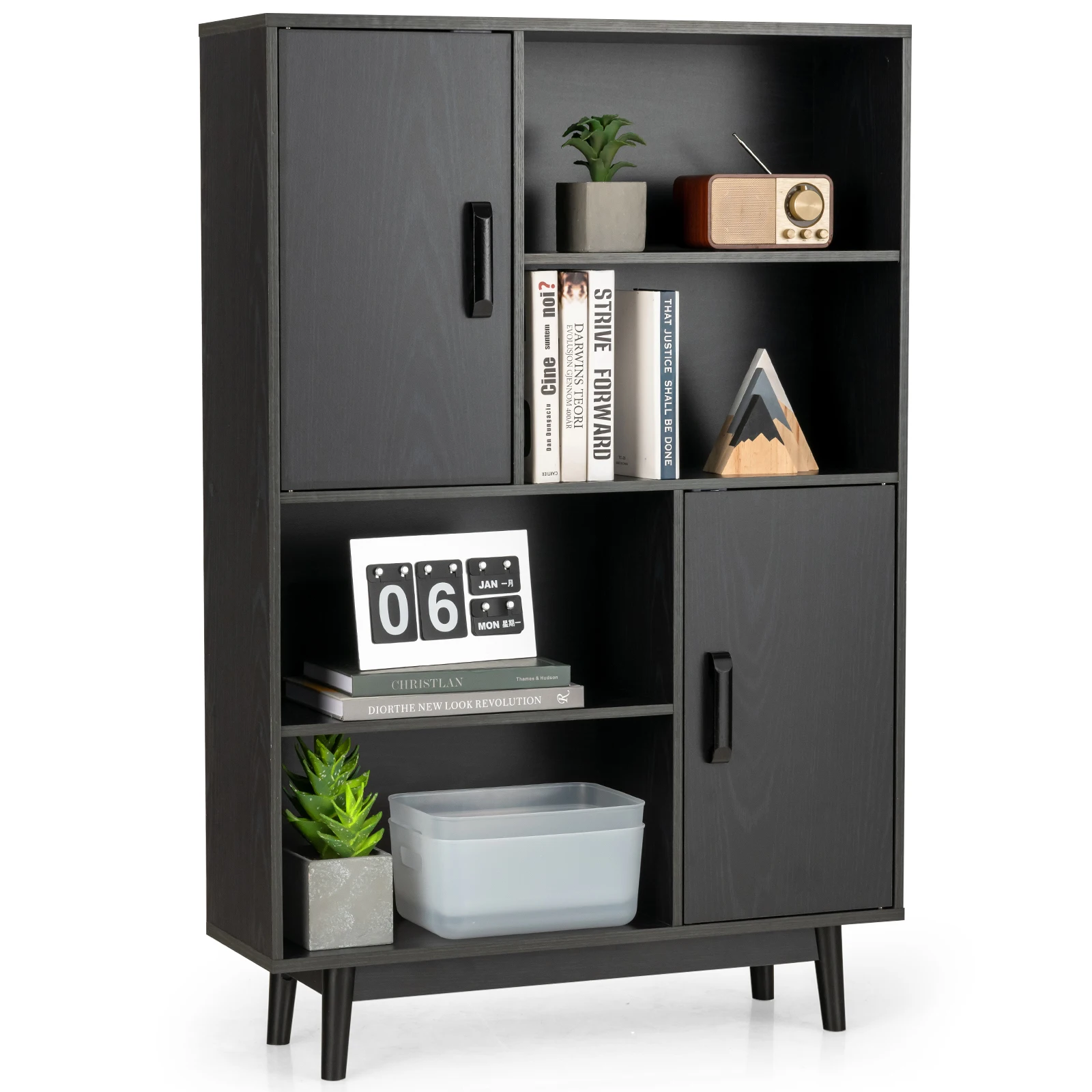 

Sideboard Storage Cabinet Bookshelf Cupboard w/Door Shelf Black