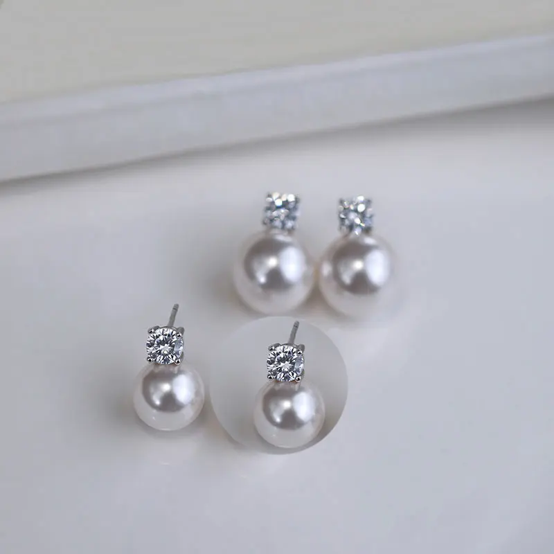 Neue Mode Elegante Shell Perle Ohrringe Für Frauen mit 5A Zirkonia Ohrring Schmuck Weibliche Zubehör Mutter Tag Geschenke