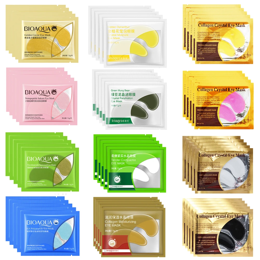 10szt=5pair Black Collagen Eye Mask Crystal Eyelid Patch Anti Wrinkle Moisture Under Eye Dark Circle Remover Eye Pad Face Masks