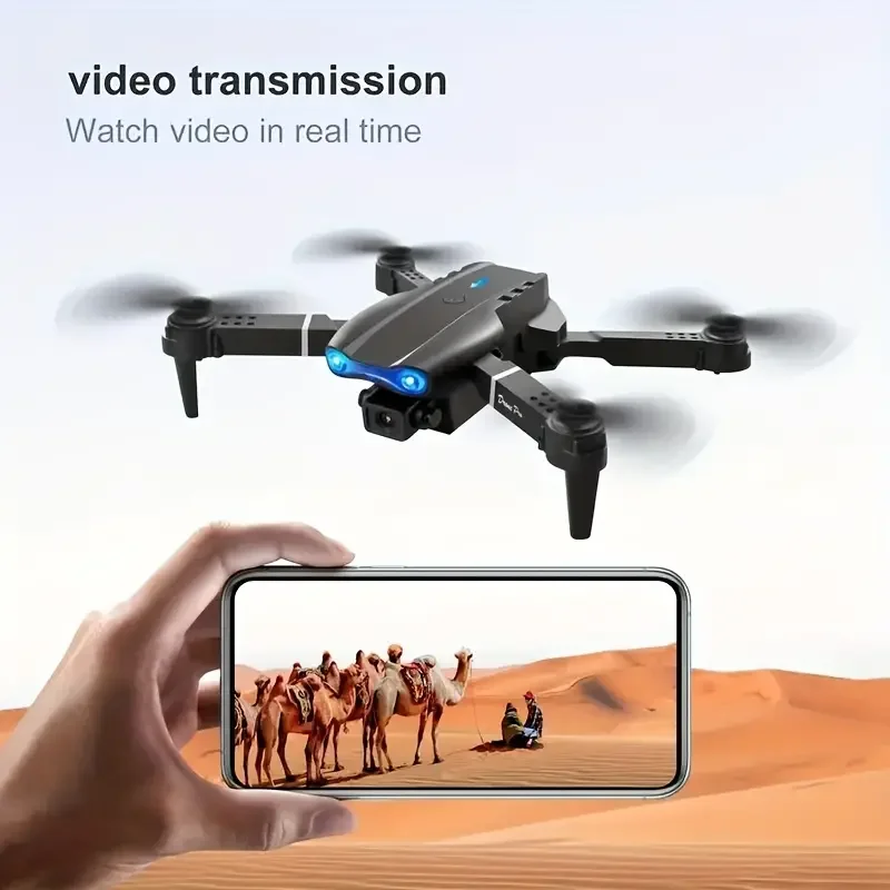 Drone E99 PRO avec Flash, Caméra Professionnelle HD pour Touristes, WIFI, Évitement d'Obstacles, Hélicoptères RC, Photographie Aérienne, Quadcopter