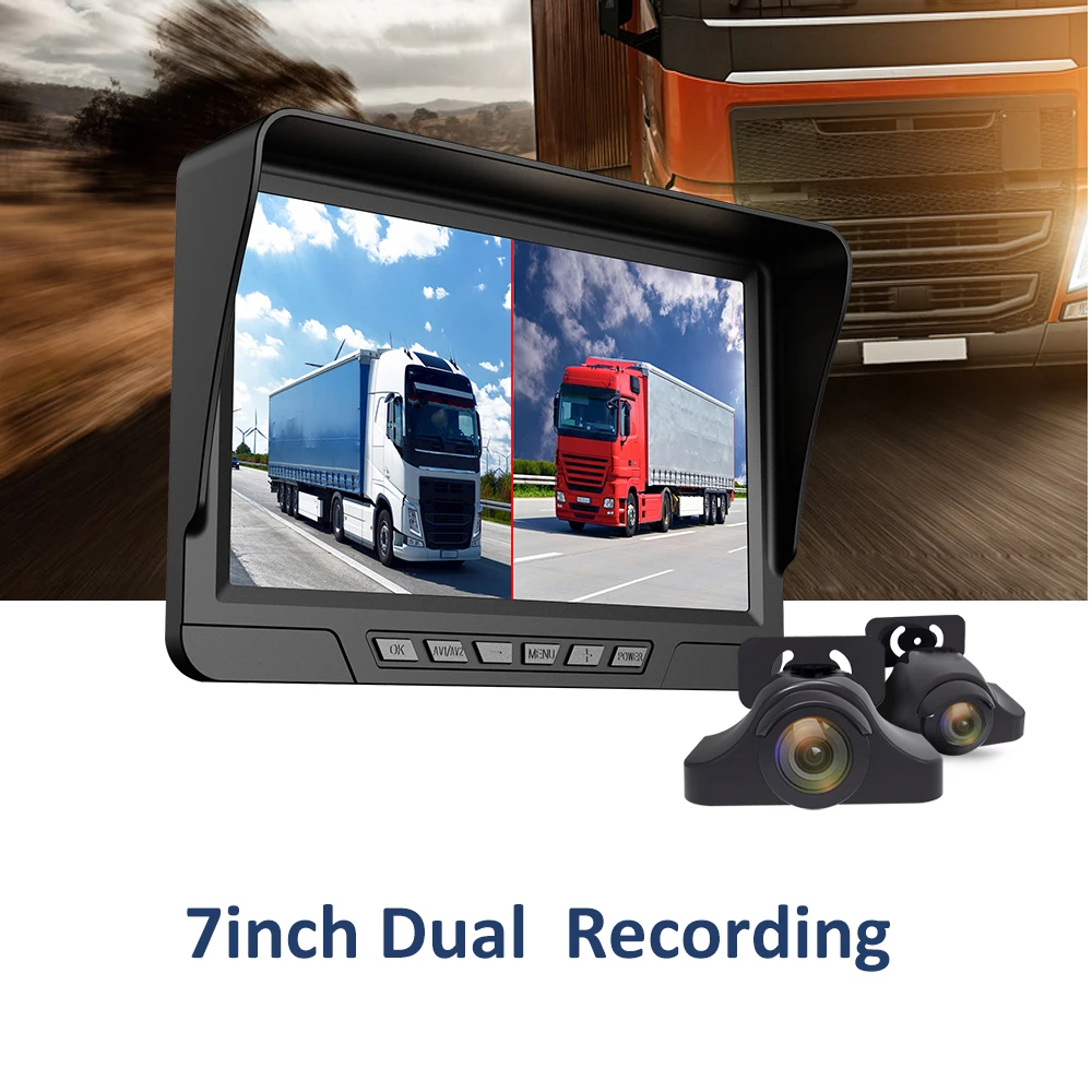 

Truck DVR Monitor Dash Camera Rearview System Cam Video Recorder CCTV Vehicle 7 Inch Display For Car Bus Fleet Train