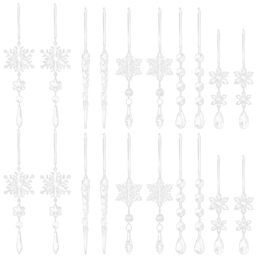 

20pcs Icicles Transparent Snowflake Acrylic Fake Ice Cone naments for Tree Party Home Hanging Decors Garden Decor