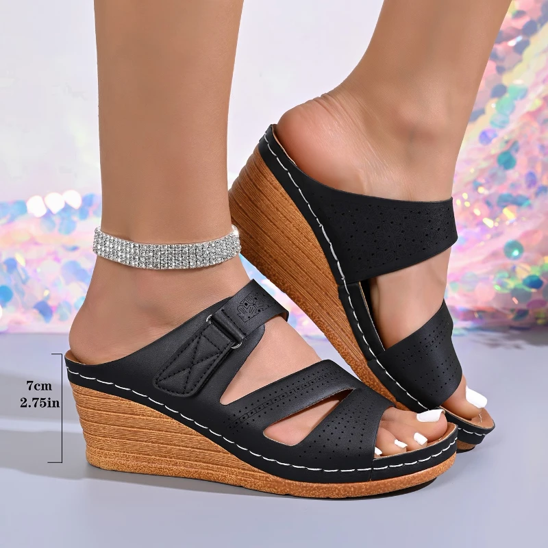 Damen-Sandalen, bequeme, rutschfeste Strandschuhe für Damen, modische Keilsandalen in Übergröße, Sommer-Freizeitschuhe mit Plateau-Sohle