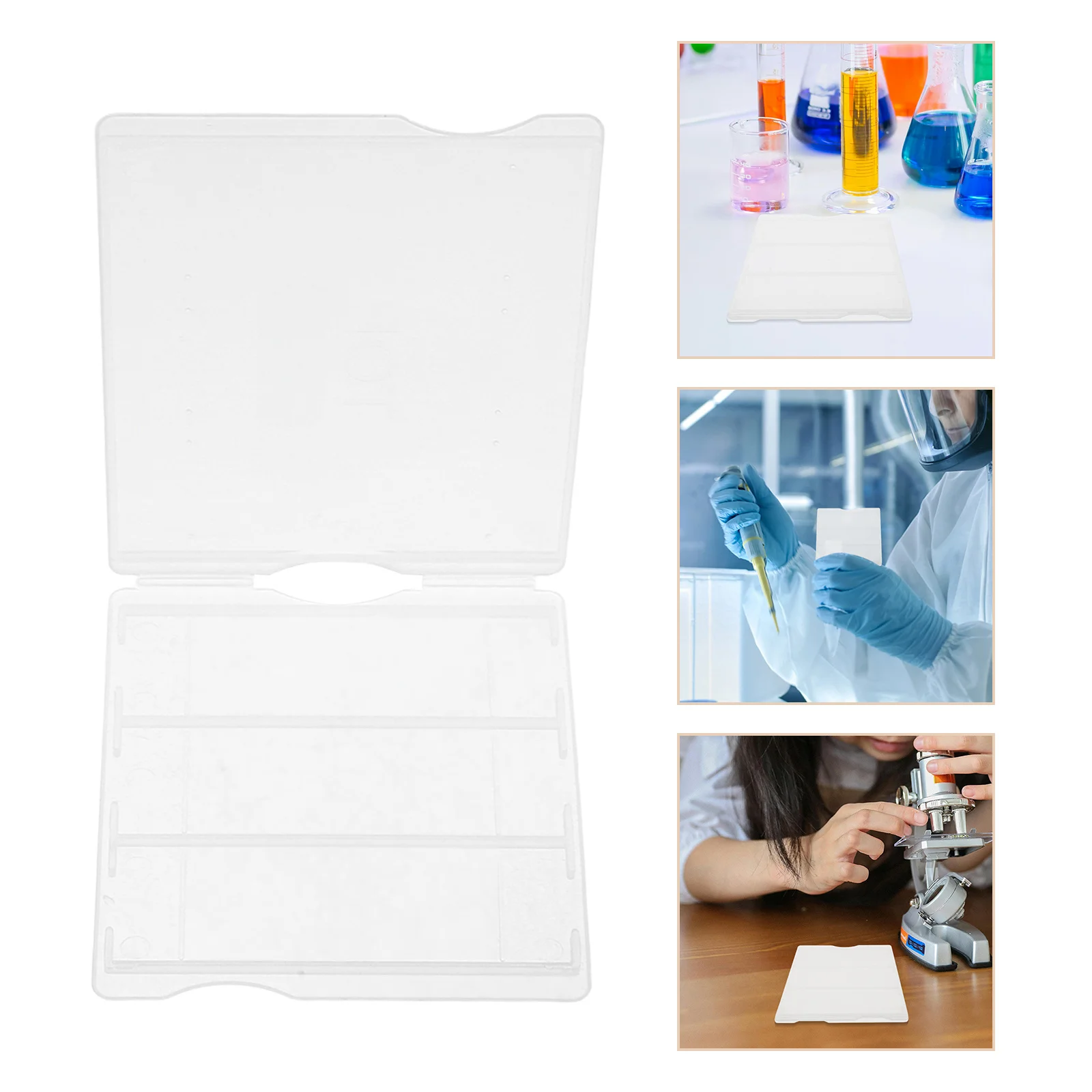 

Microscope Laboratory Plastic Slide Holder for Glass Slides Transparent Storage Container