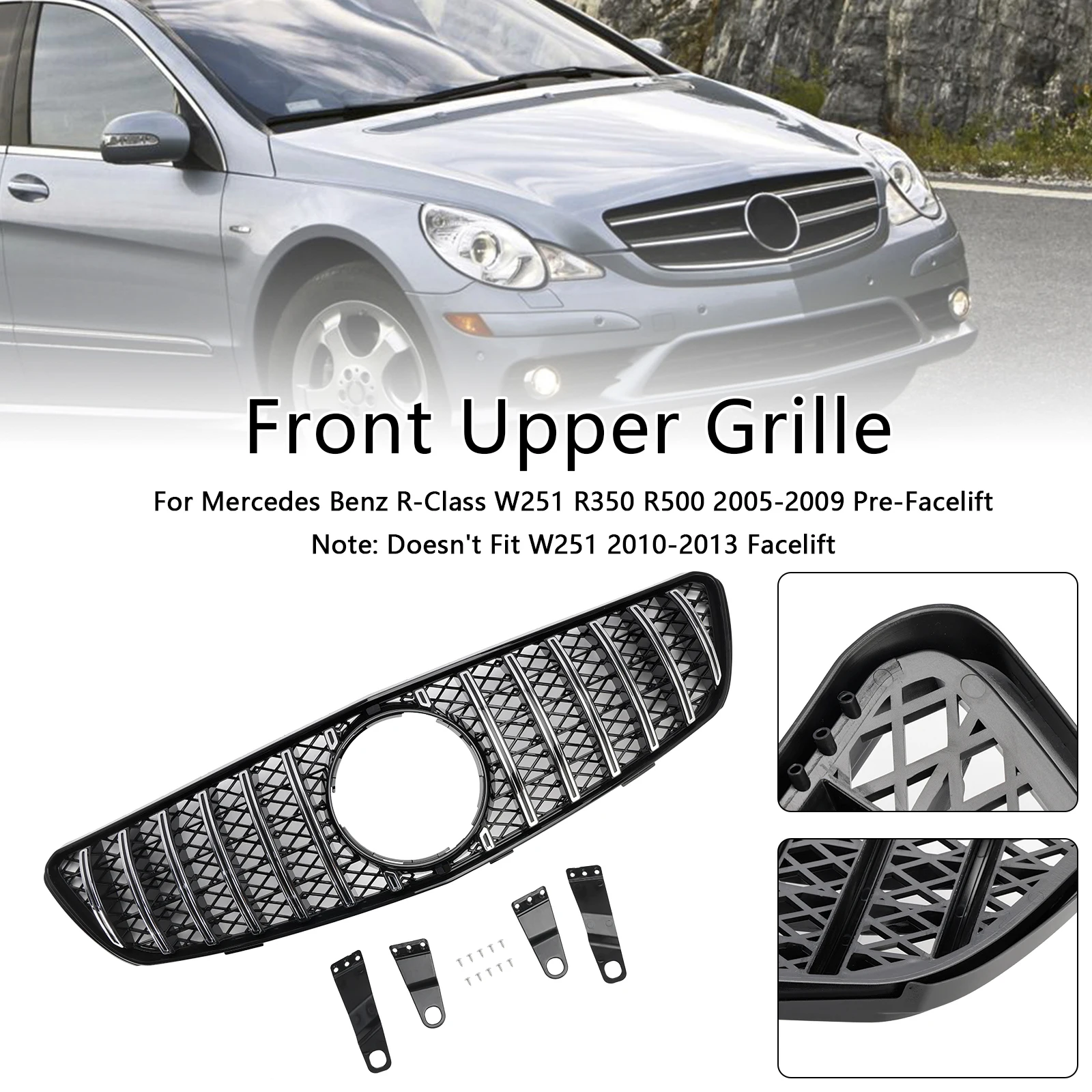 Решетка переднего бампера Artudatech, подходит для Mercedes-Benz R-Class W251 R350 R500 2005-2009 гг.