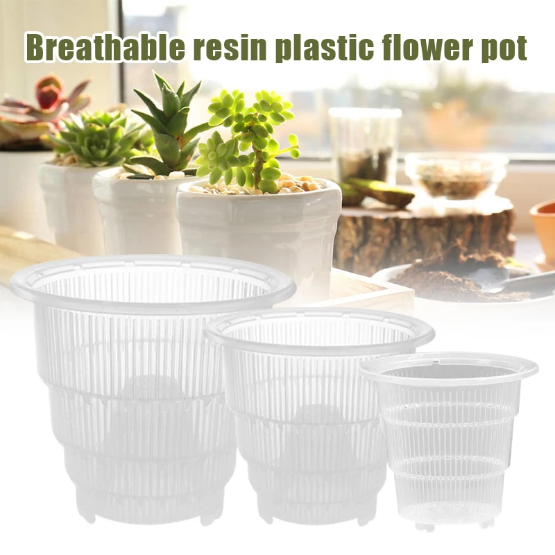 Clear Plastic Orchid Pots with Holes Transparent Lightweight Flowerpot for Home & Commercial Use