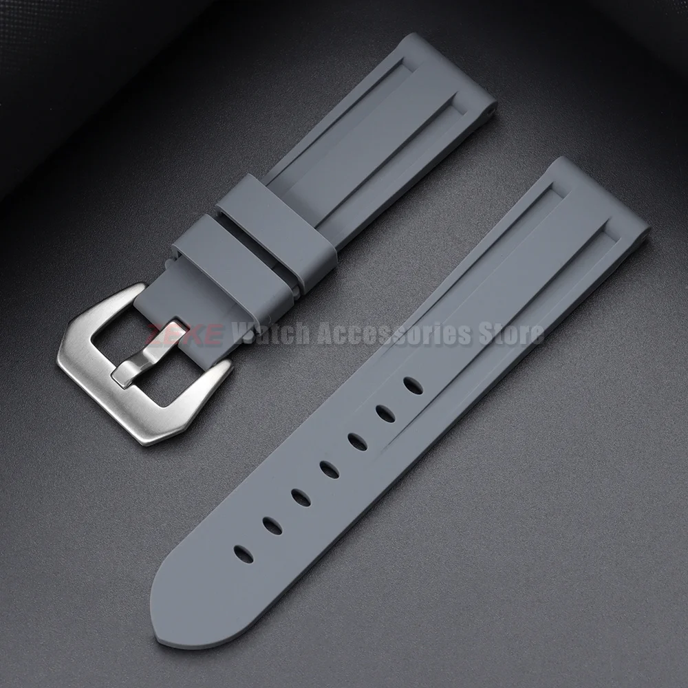 Sportliche 20mm 22mm 24mm 26mm Silikon-Uhrenarmbänder Weiche Komfortable Gummi-Uhrenarmbänder für Panerai Blaue Schwarze Armbänder Zubehör – Detail 23