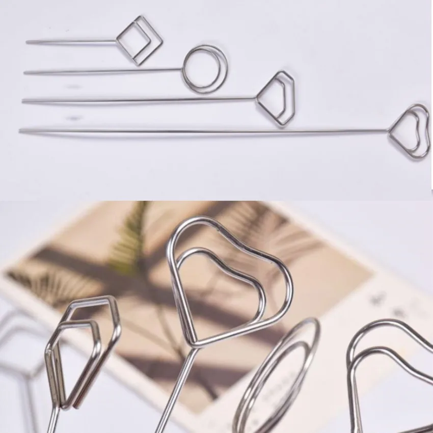 Imagem -03 - Metal Wire Pop Sign Titulares Stand Cartão de Papel Fotográfico Promoção Display Etiqueta Memo Winding Clips Prata 200 Pcs