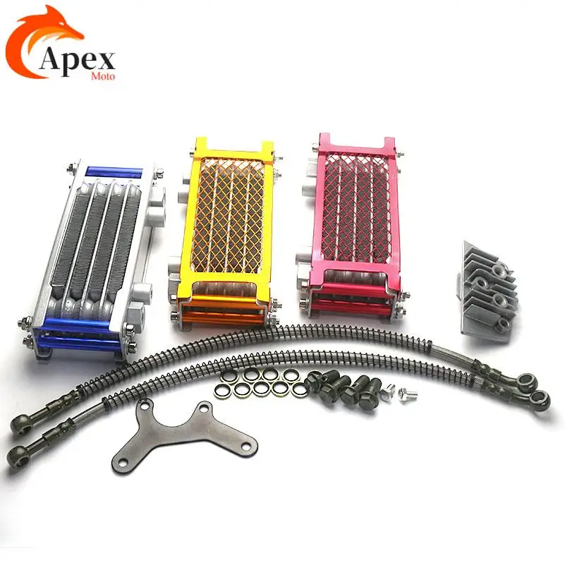 Motorcycle Oil Cooler Radiator Engine Kit Universal for CRF XR KLX 50 70 90 110 125 140cc SSR Taotao Cooler Kayo Apollo ATV