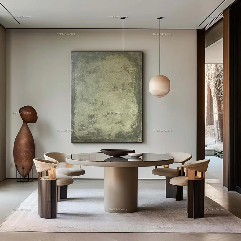 

Abstract Green Gray Oil Painting Handmade Large Home Wall Decor Modern Canvas Wall Art For Living Room Dining Room Decor As Gift