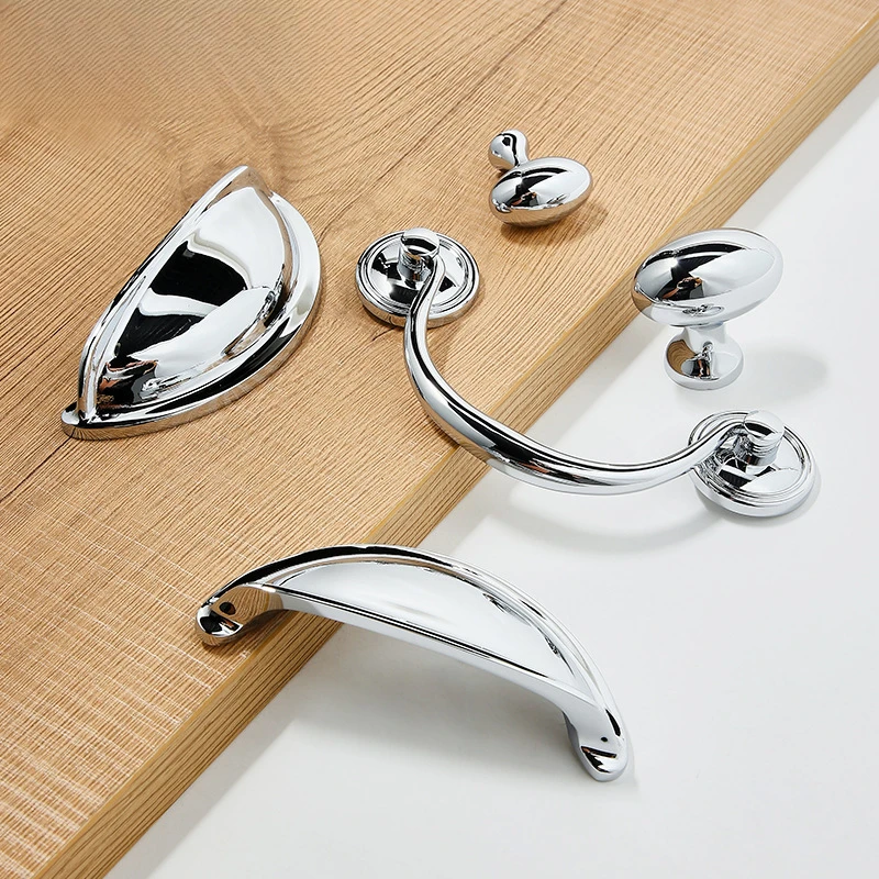 Brass French-style silver shell drawer handle, modern minimalist high-end cream-style minimalist cabinet wardrobe door handle, f