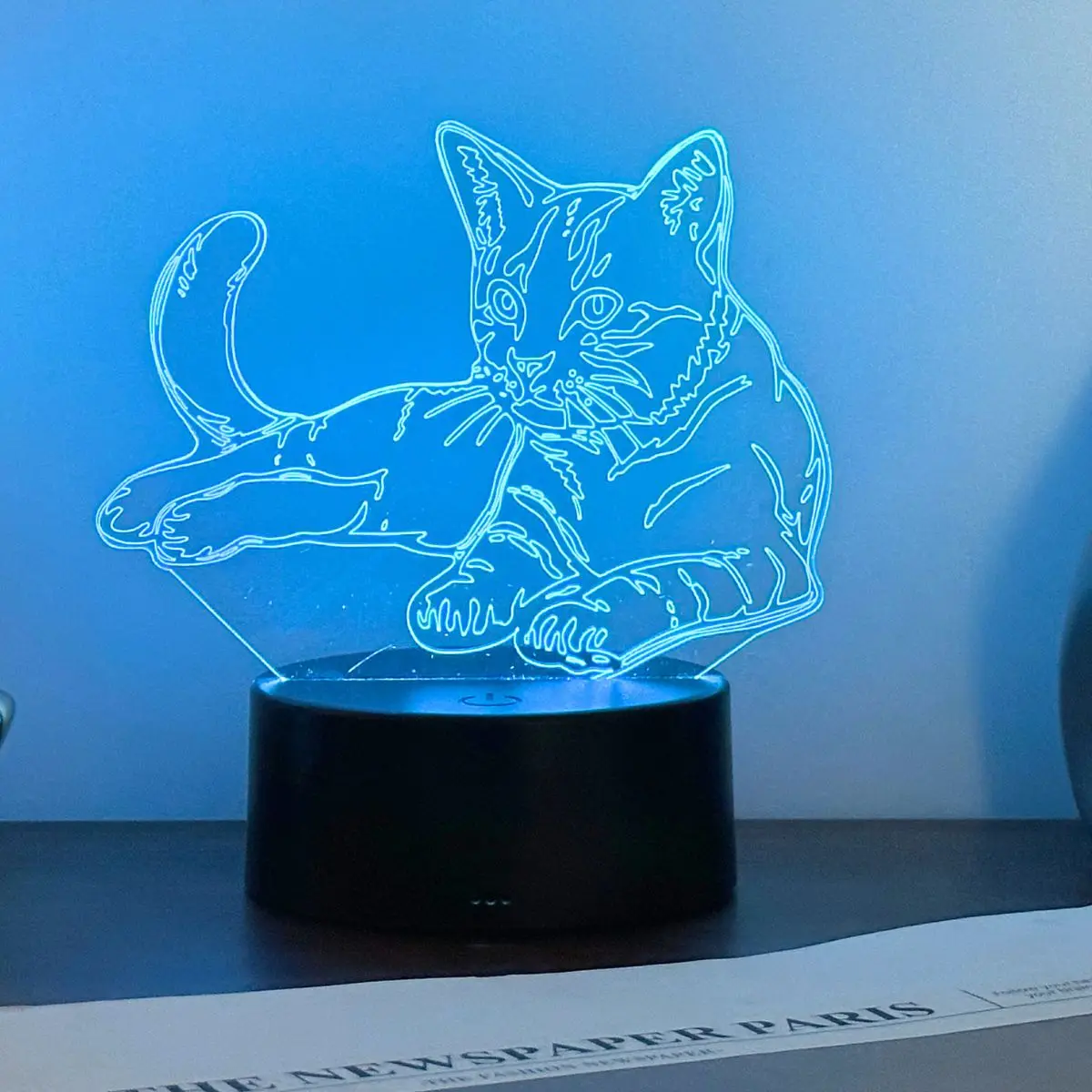 

3D cute cat night light, 7-color RGB ambient light, USB power supply, bedroom desktop party decoration light, gift light.