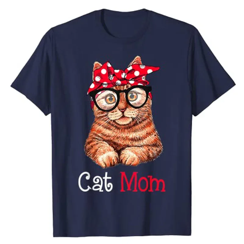 Funny Cat Mom Kitty Lovers Mother's Day Mom Women Mothers Gift T-Shirt Cute Kitten Graphic Tee Tops Fashion Short Sleeve Outfit