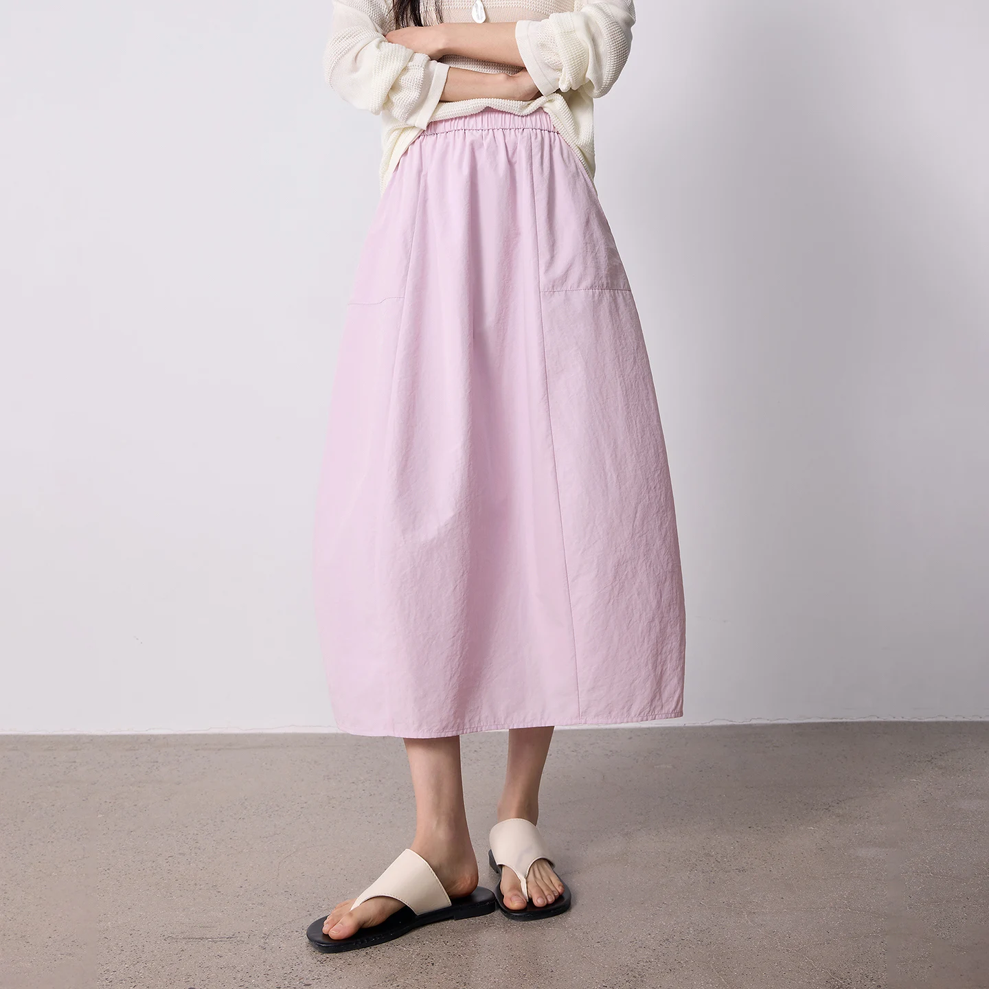 Women's High-Waist Wrinkled Cocoon Skirt - Summer