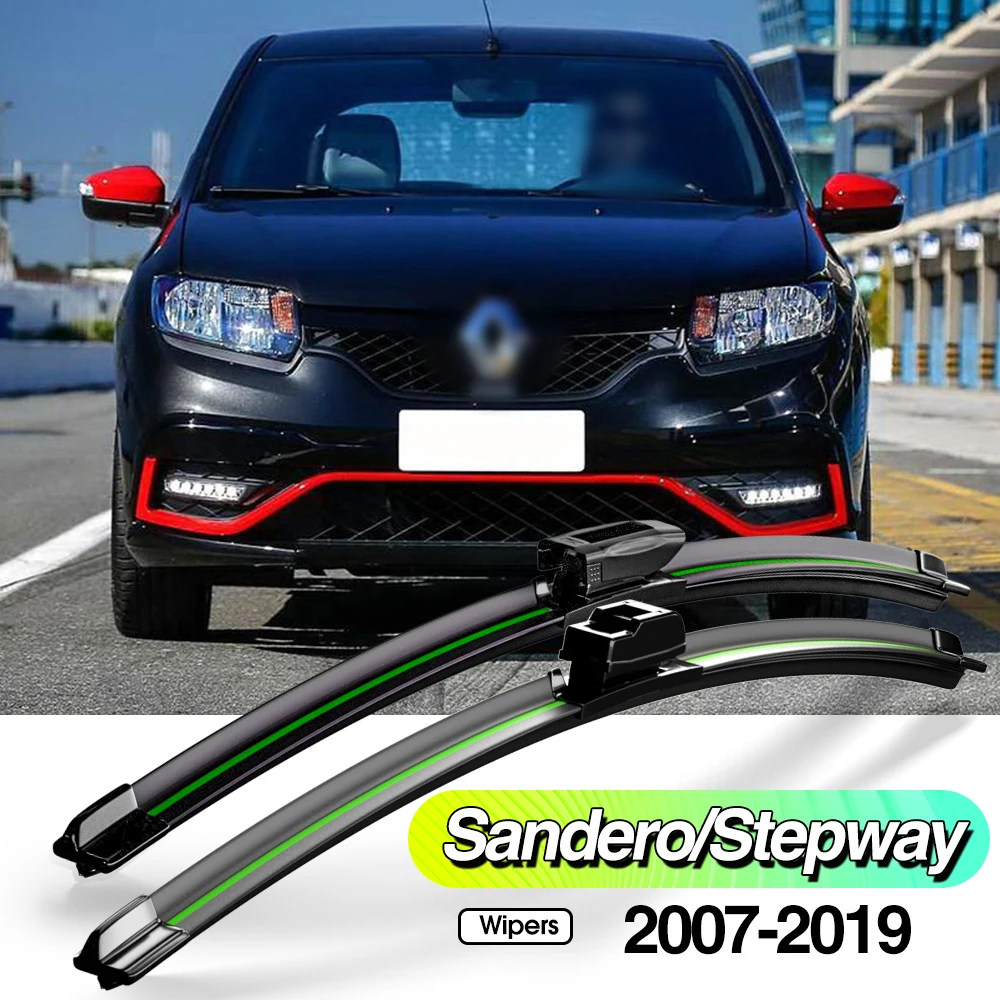 

For Renault Sandero Stepway 2007-2019 2pcs Front Windshield Wiper Blades Windscreen Window Accessories 2008 2012 2015 2016 2018