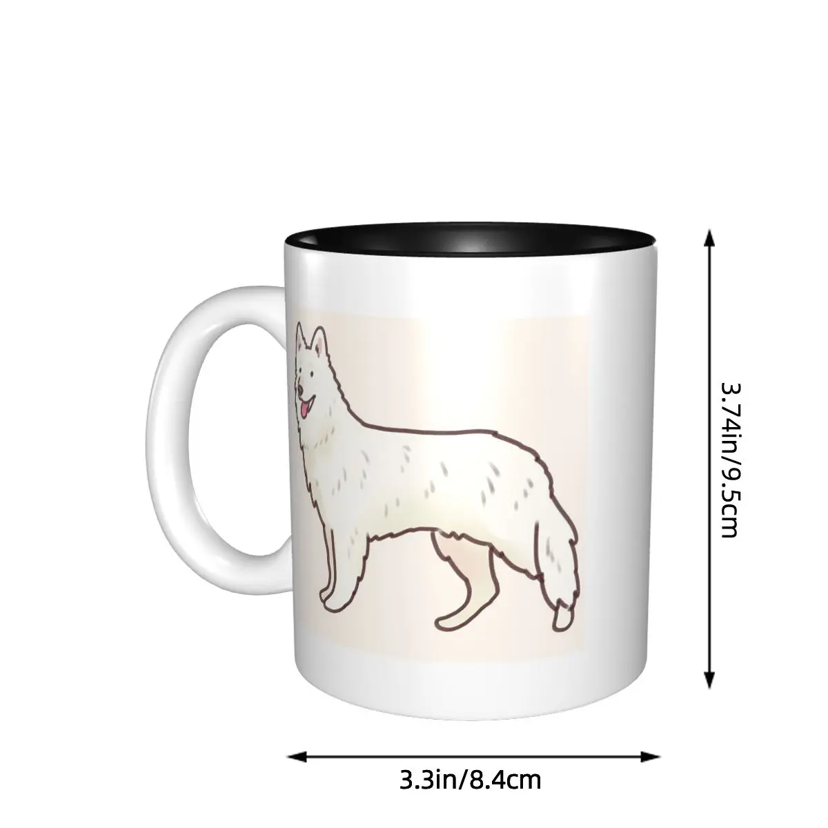 White Swiss Shepherd Drawing Mug Funny Ceramic Coffee Cups Tea Mugs Milk Cup Drinkware Gifts for Woman Man