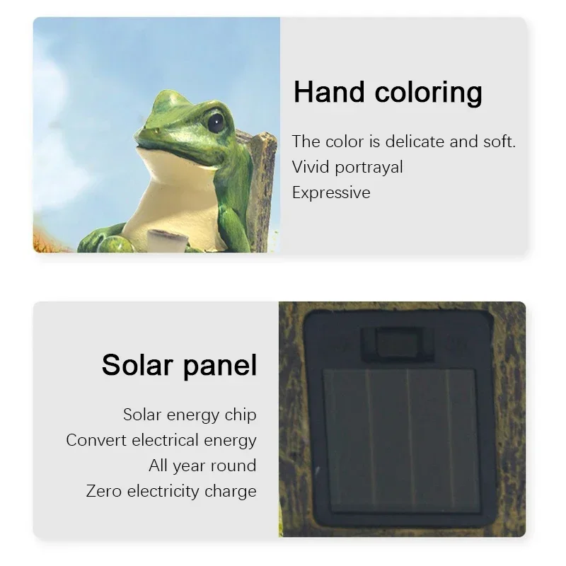 ضوء الضفدع الشمسي في الهواء الطلق مقاوم للماء الراتنج مصباح الحديقة الزخرفية لساحة فناء بارك مسار إضاءة المناظر الطبيعية ديكور #6