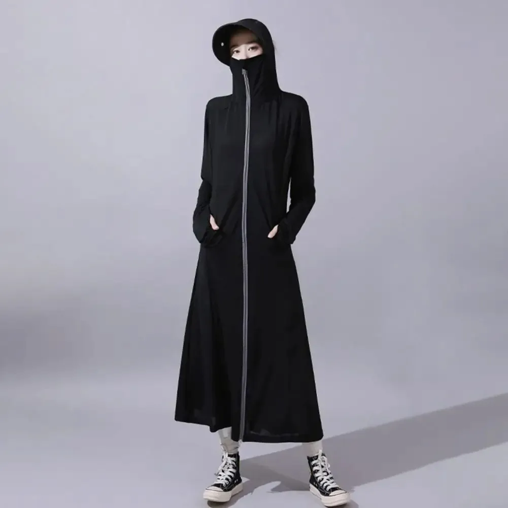 

Breathable Ice Silk Uv Long Sleeve Sun protective Clothing For Outdoor Use Hooded Original Scarf Sunscreen