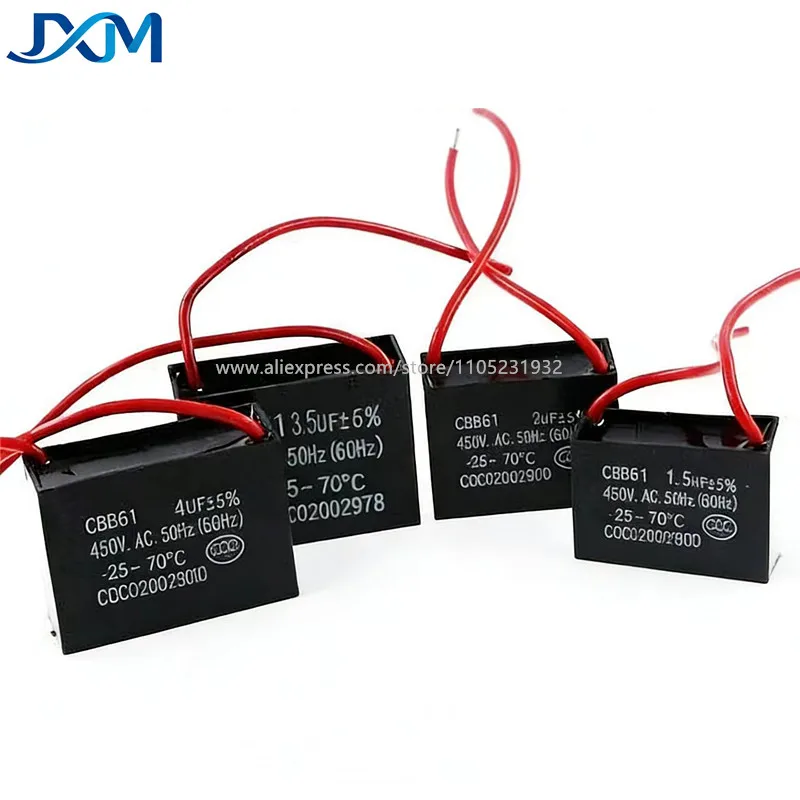 2pcs CBB61 Fan Starting capacitor 450V0.8UF1UF1.2UF1.5UF1.8UF2UF2.2UF2.5UF3UF4UF4.5UF5UF6UF7UF8UF10UF12UF14UF15UF16UF18UF20UF