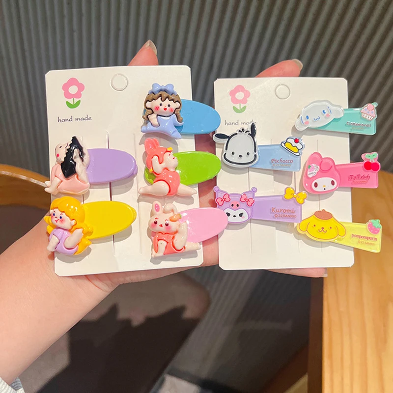 Schattige Cartoon Acryl Haaraccessoires Sanrio Haarclip Kuromi Cinnamoroll Melodie Purin Pony Haarspeld Mode Meisje Geschenken