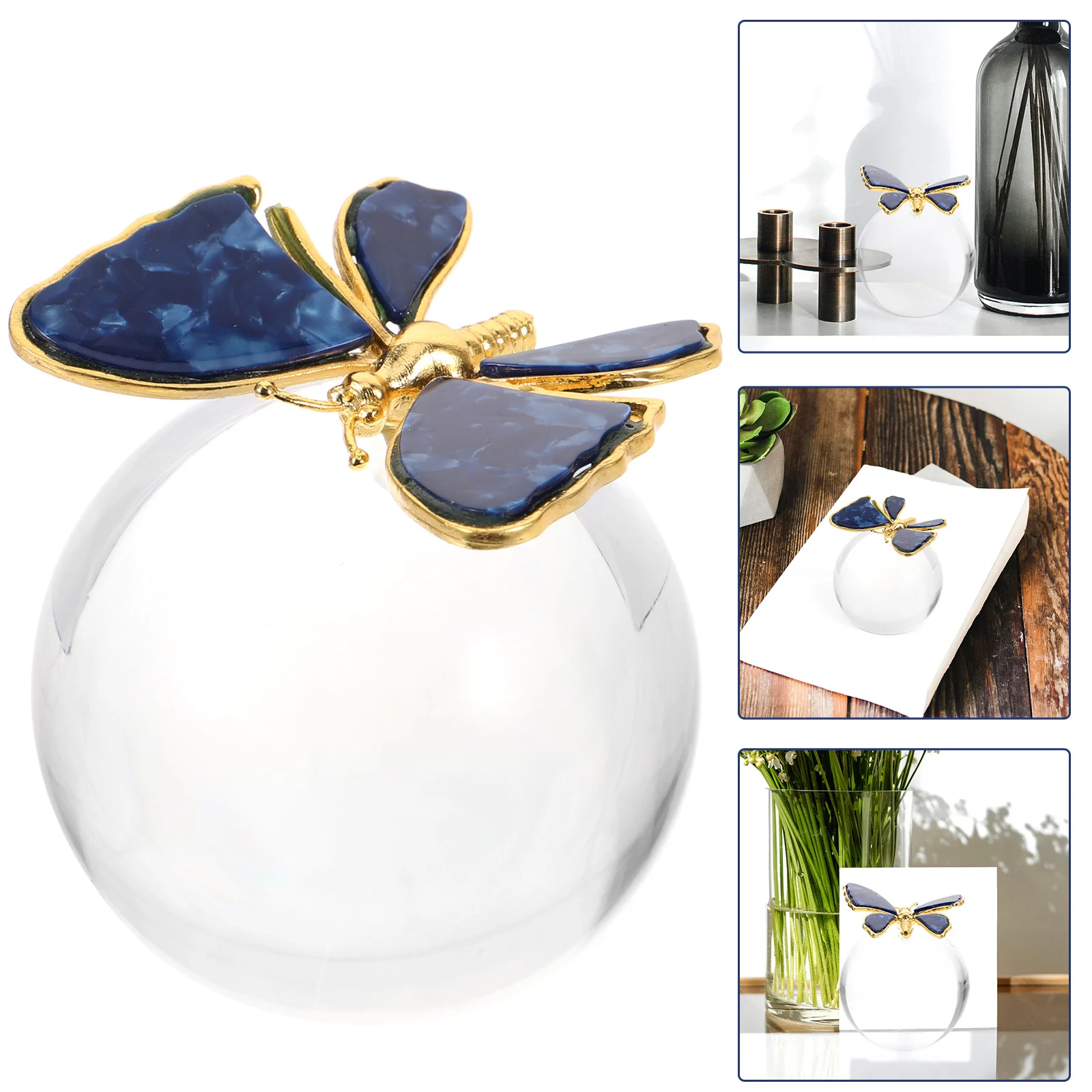 

Graceful Butterfly Crystal Ball Adornment Exquisite Metal Crystal Crafted Home Desktop Cabinet Decorative Item