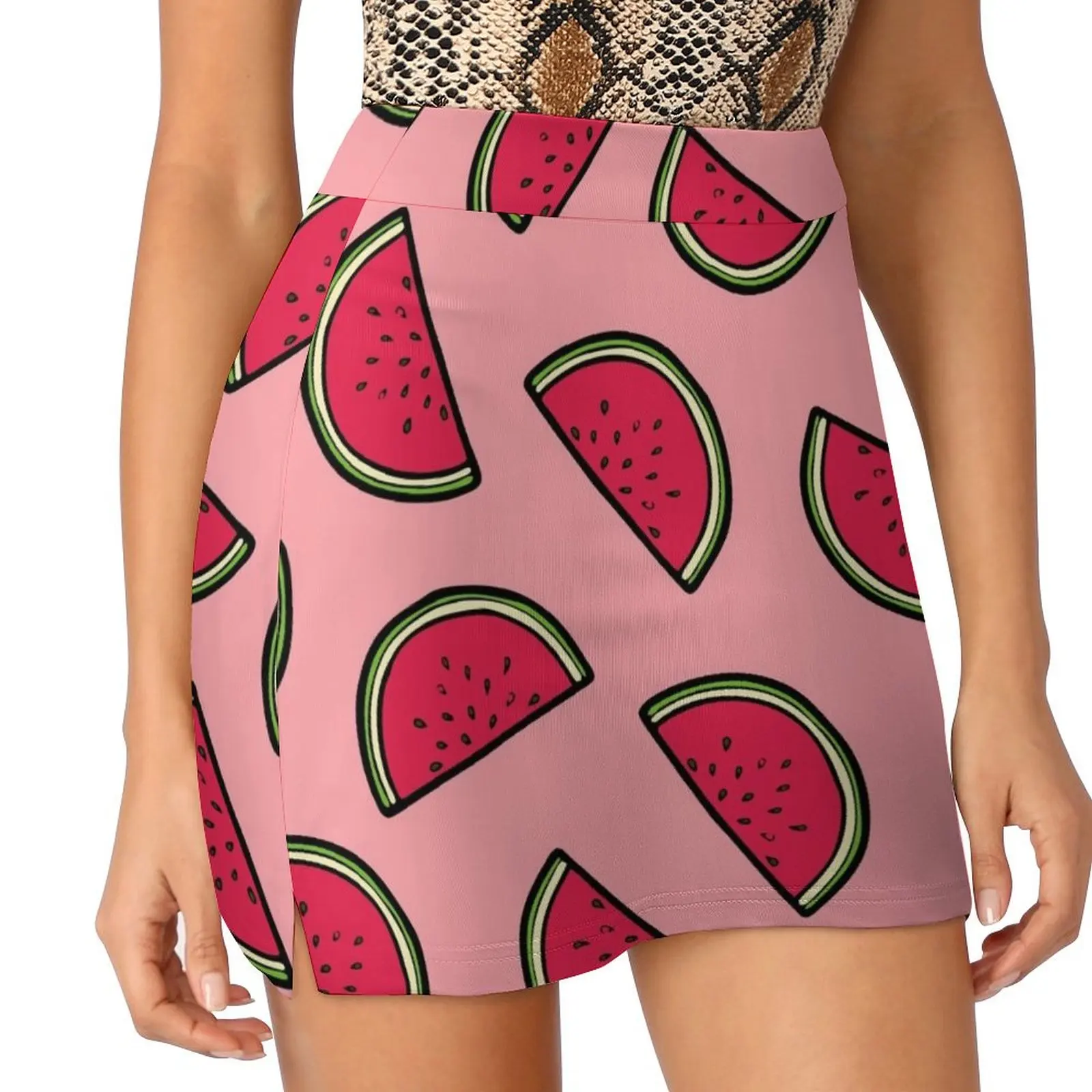 

Watermelon Pattern in Pink Mini Skirt skirts for women Woman clothing