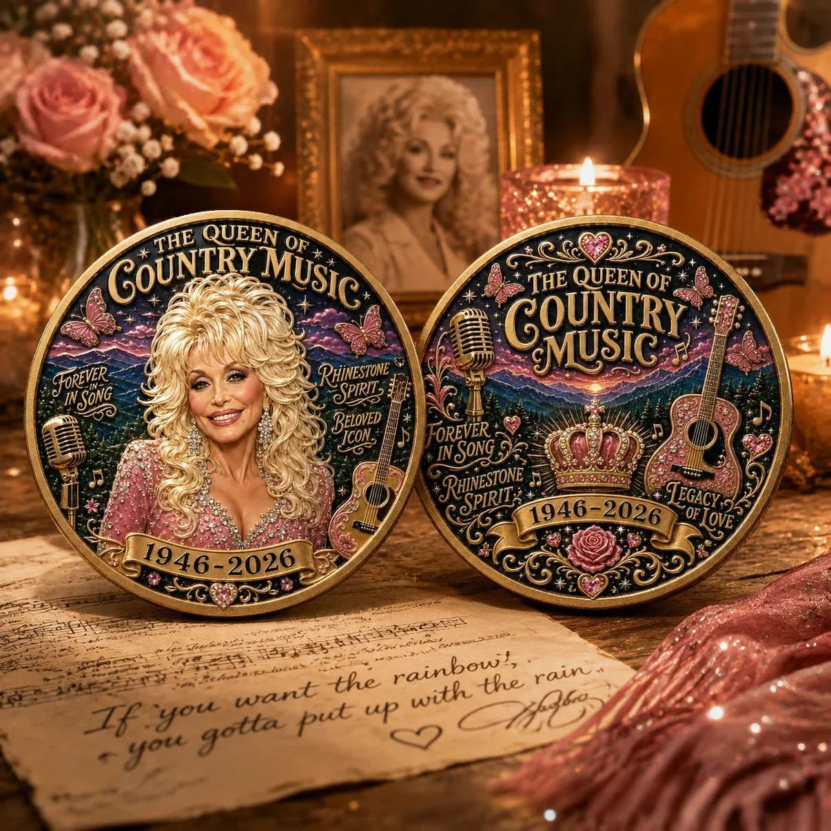 Dolly Memorial Coin 1946-2026, Queen of Country Music Memorial Commemorative Coin, Double-Sided Collectible Keepsake