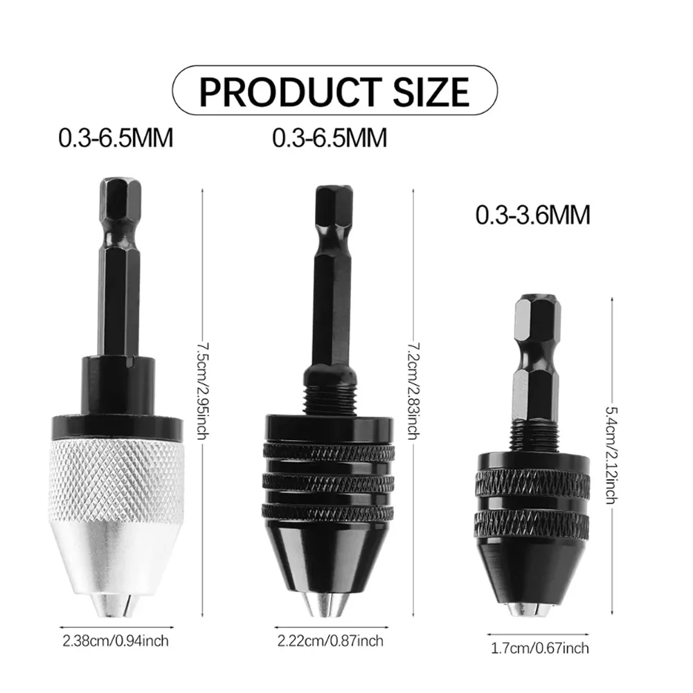 3pc Drill Chuck Quick Change Adapter Shank for Hex Drill Converter Tool 6.35mm Suitable for Drilling Various Materials