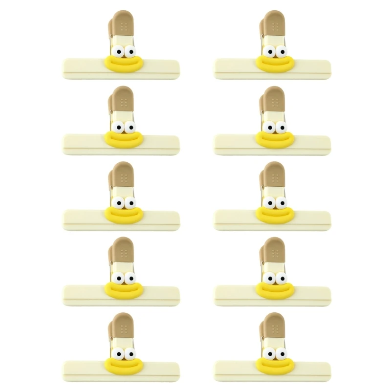 Conjunto 10 clipes pequenos para sacos com alça silicone, clipe multiuso para vedação chips lanches, ferramenta
