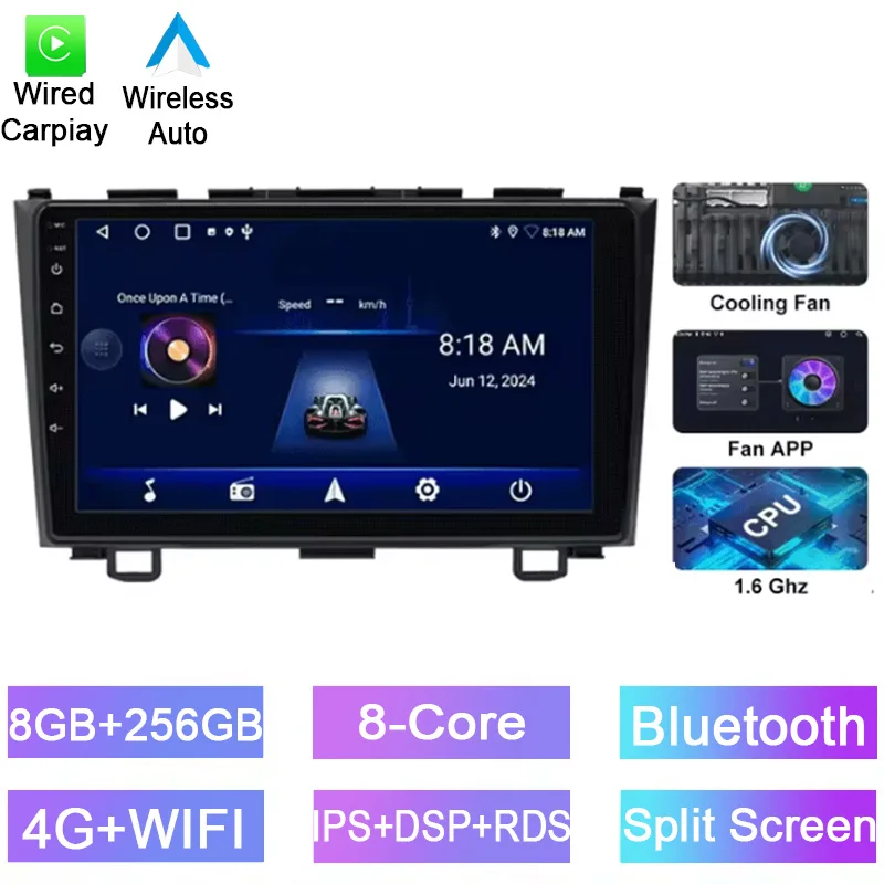

Android car radio for Honda CR-V 3 RE CRV 2007-2011 stereo screen Carplay Android Auto Bluetooth GPS Navigation FM radio 9’’