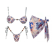 Floral 3Pcs Bikinis Sexy Women Swimsuits Female Push Up Swimwear Micro Bikini Set Bathingsuit Swim Suit Beachwear Print Biquini - Image 3
